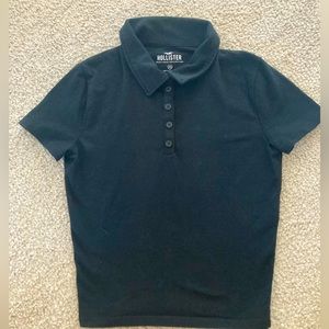 Hollister Black Buttoned Collar Neck